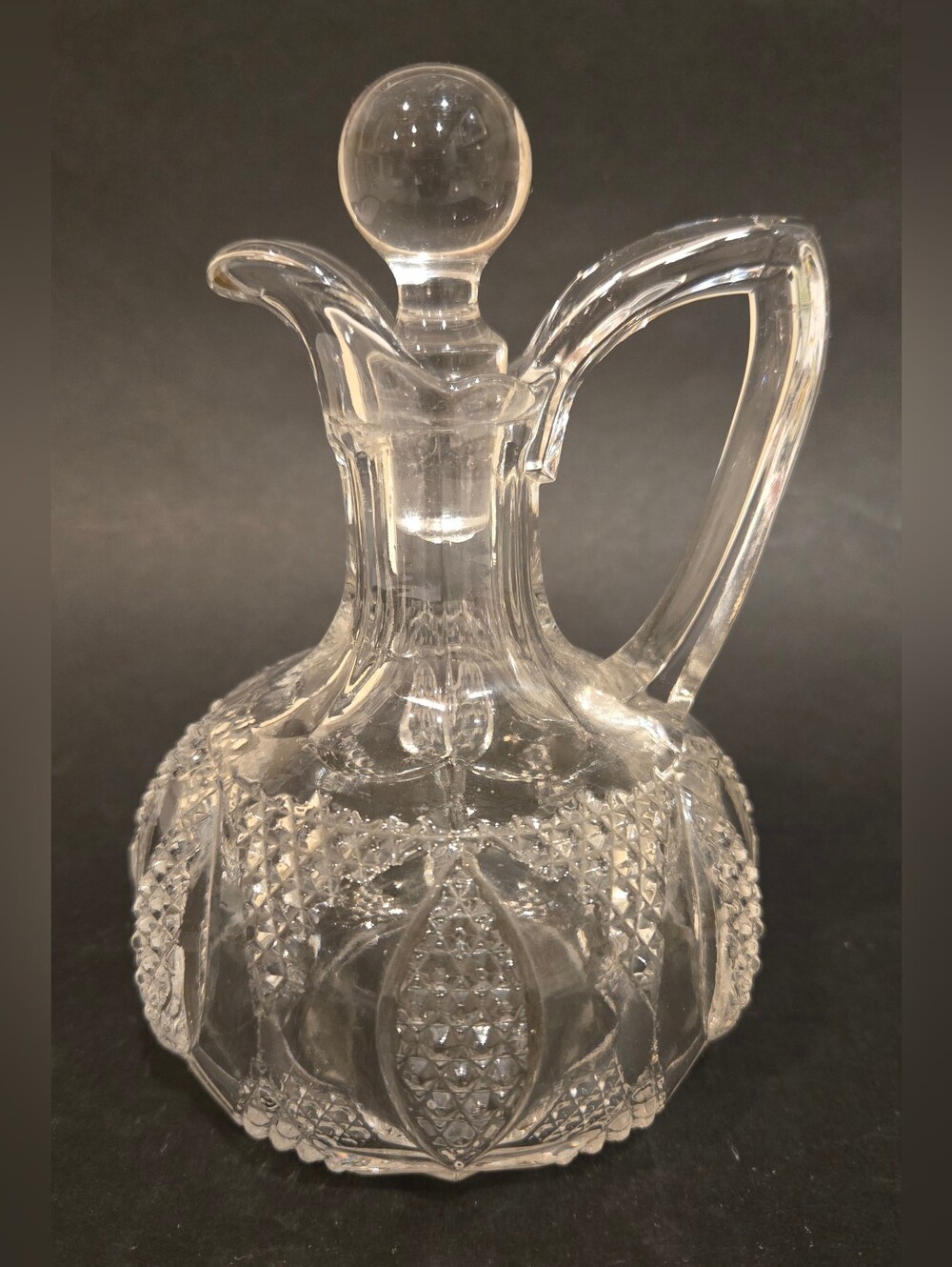 Clear Glass Decorative Cruet Pitcher with Stopper